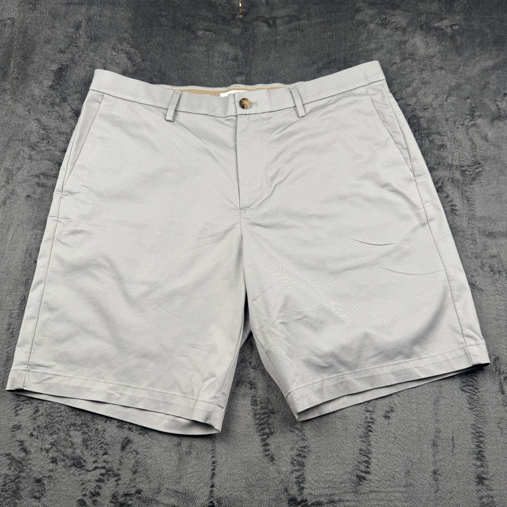 Banana Republic Chino Shorts Mens 35 Gray Stretch Cotton Blend Excellent